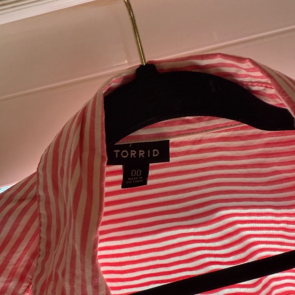 Torrid Orange Striped Oversized Shirt Jacket - Picture 3 of 4